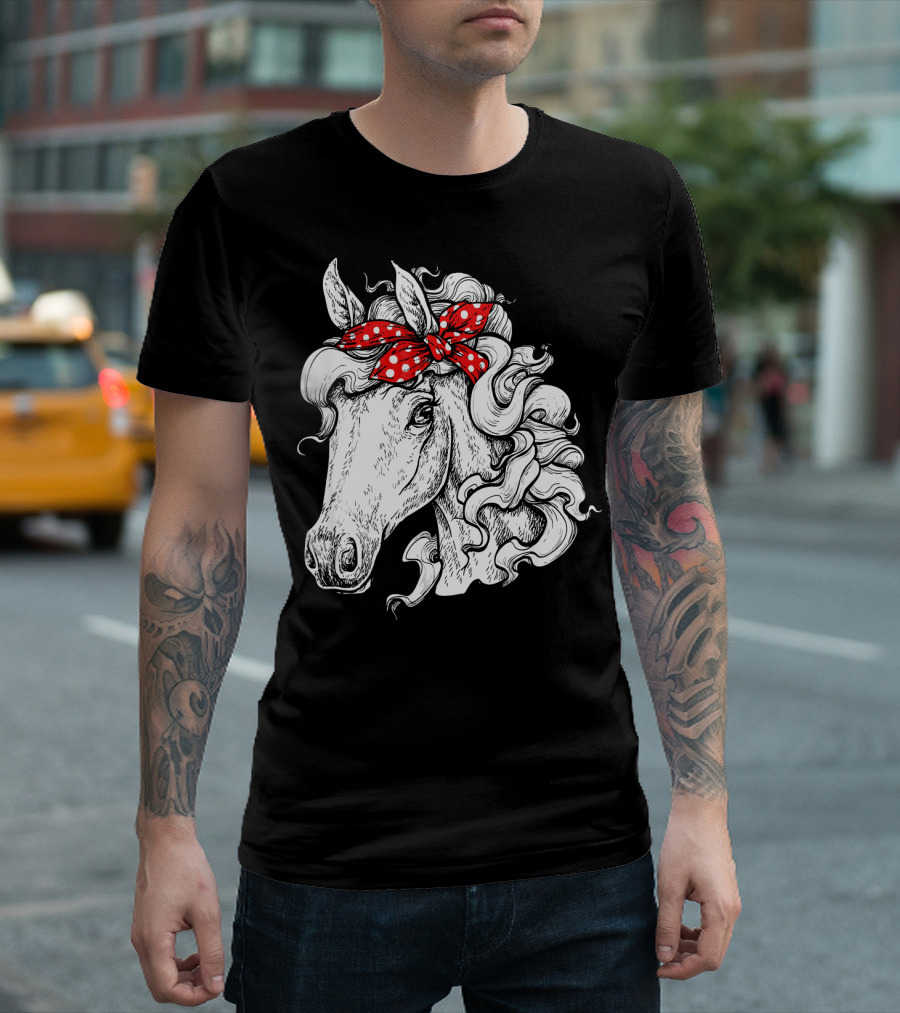 Horse Bandana Horseback Riding Red Polka Dot T-Shirt