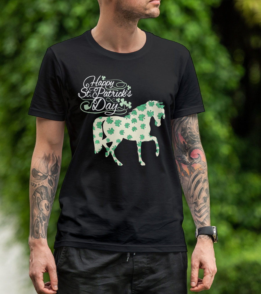 Happy St. Patrick's Day Horse Clover T-Shirt