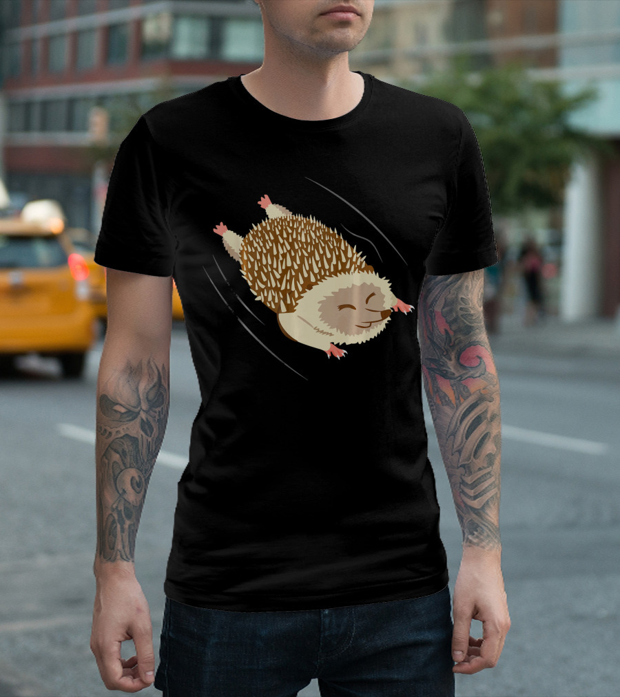 Kids Hedgehog Sliding Down Clothes Fun Playful Animal T-Shirt
