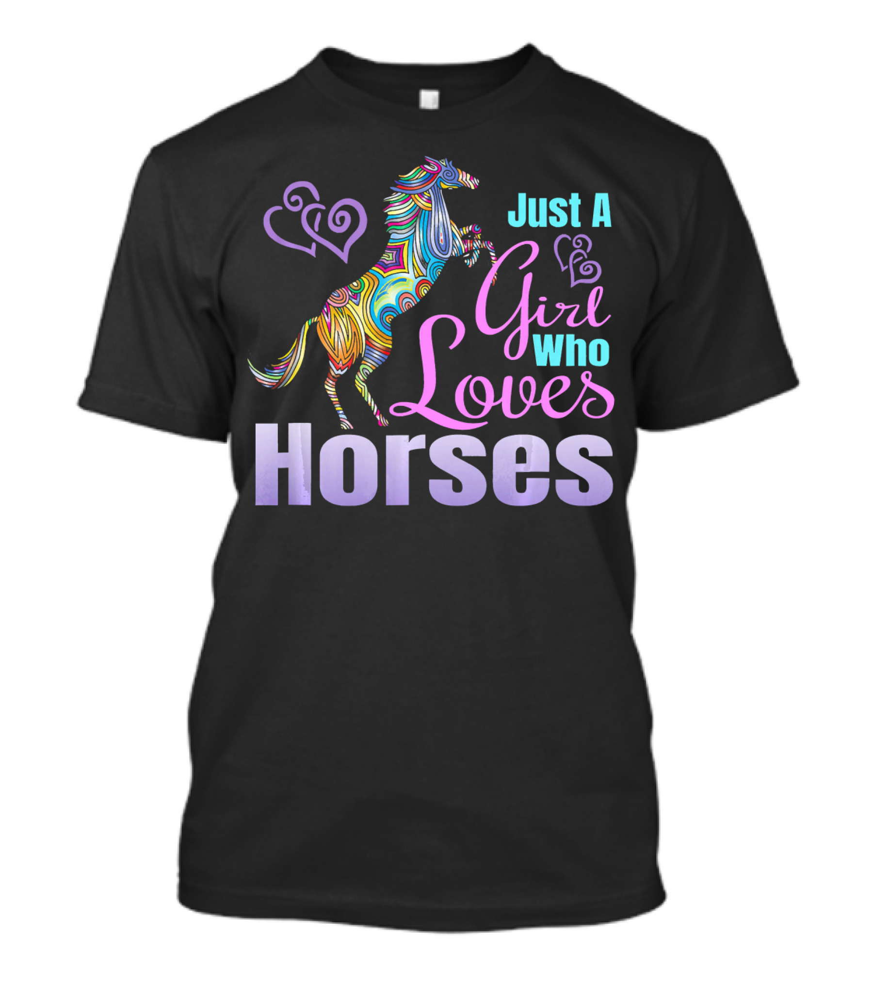 Just A Girl Who Loves Horses Colorful Abstract Horse T-Shirt