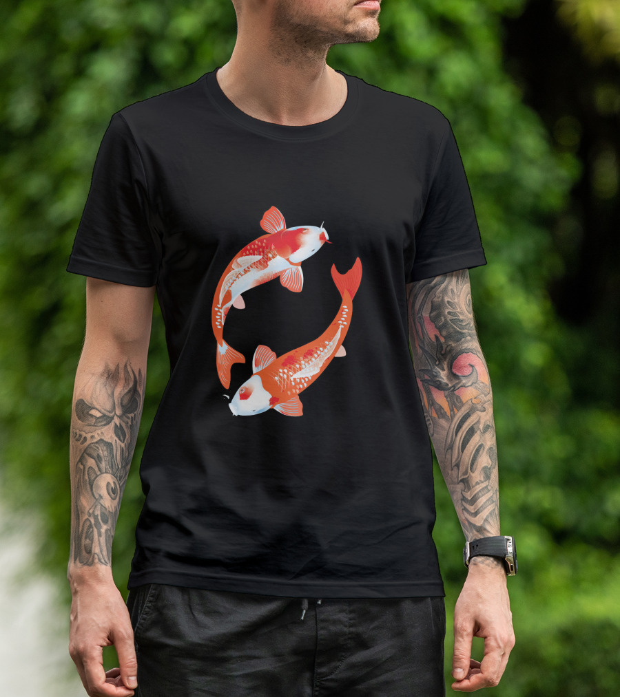 Koi Fish Japan Butterfly Carp Circle T-Shirt