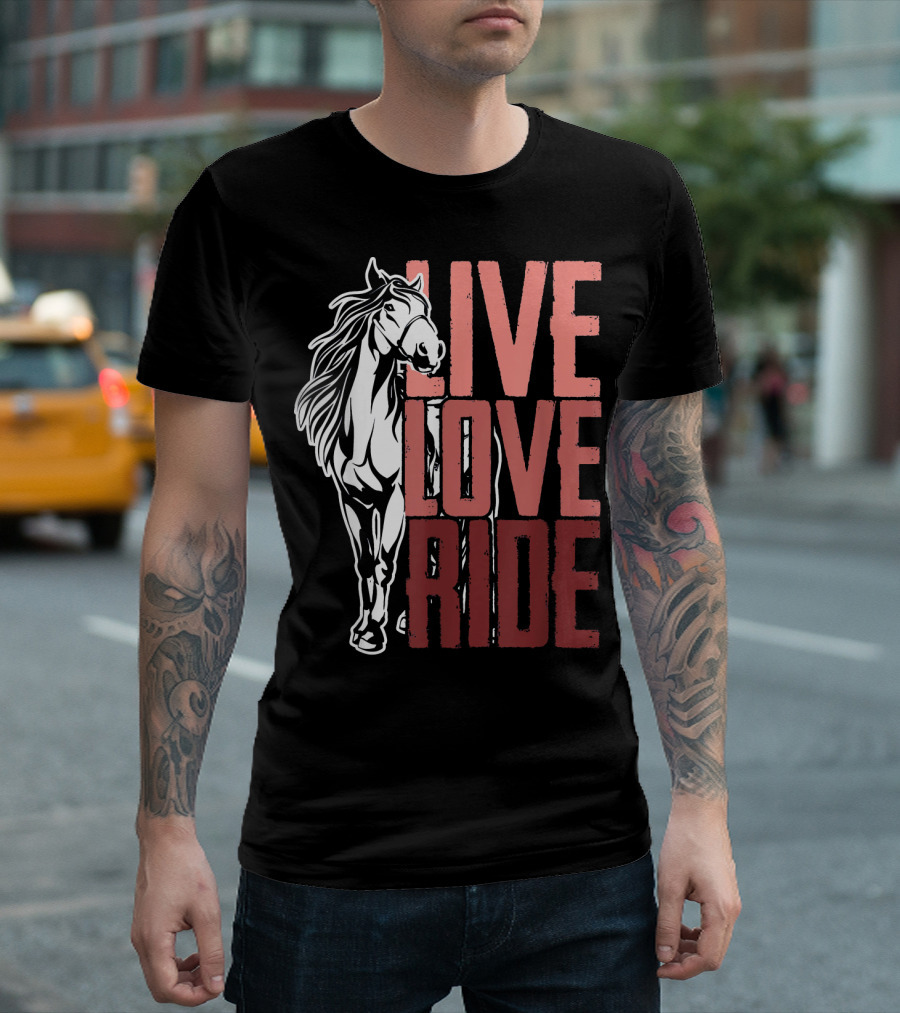 Live Love Ride Girls Horseback Equine Passion T-Shirt