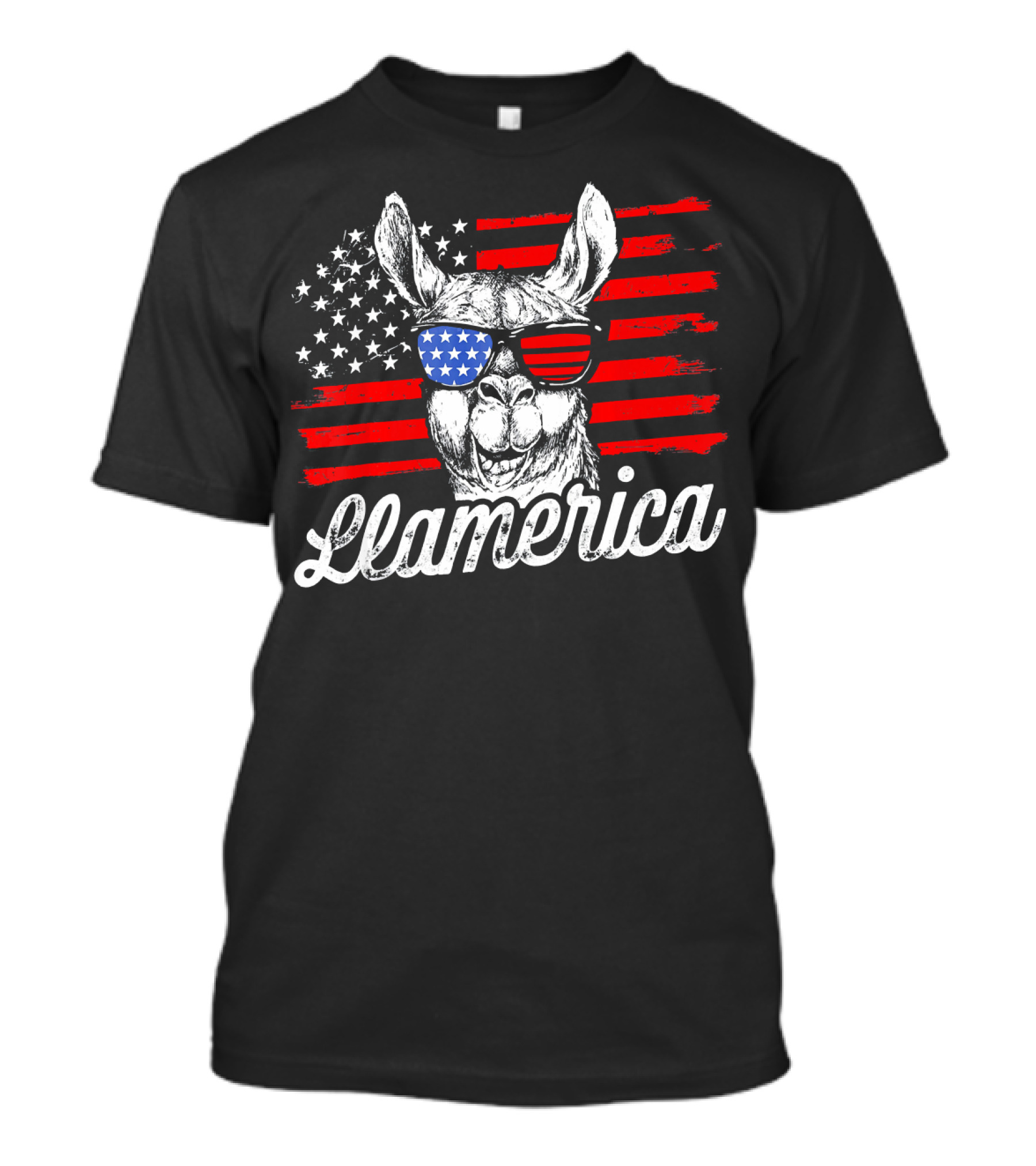 Llama America Llamerica American Flag Sunglasses Stars Stripes T-Shirt