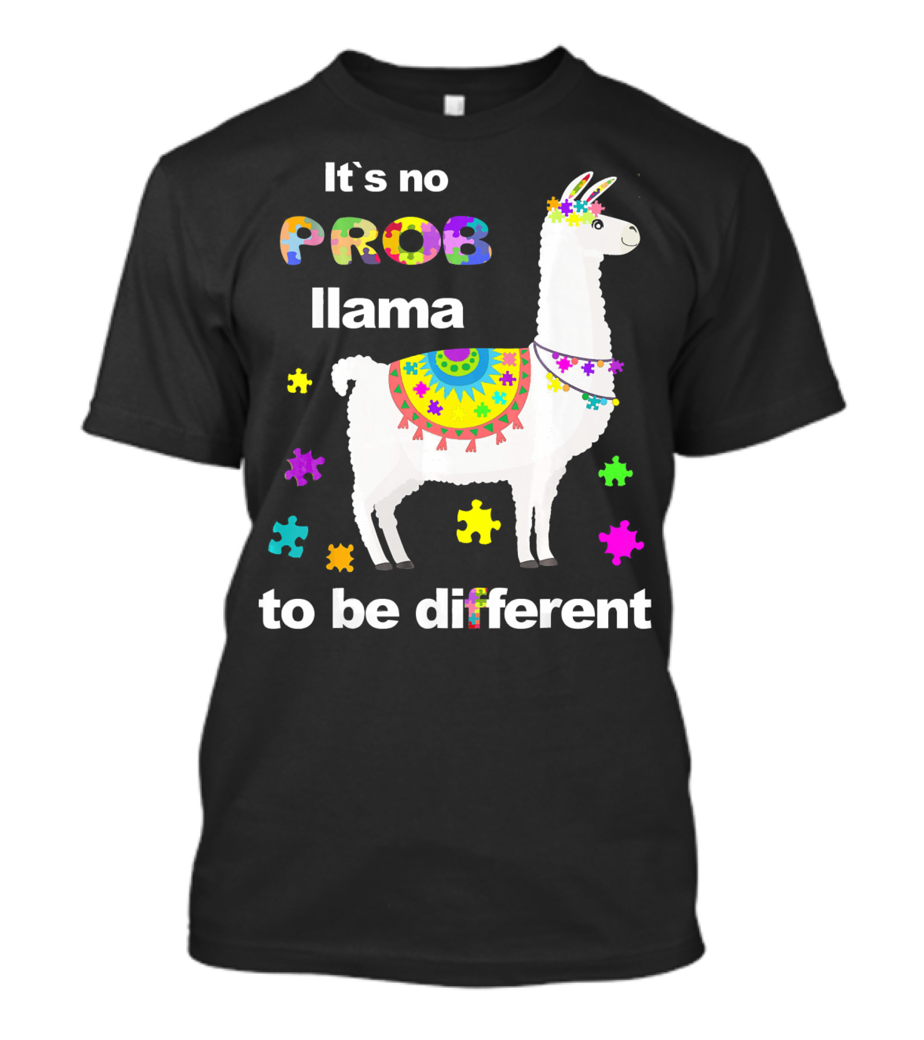 It's No Prob Llama To Be Different Llama Puzzle Pieces T-Shirt
