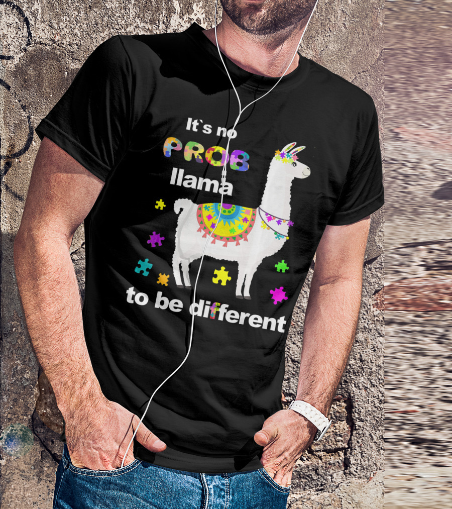 It's No Prob Llama To Be Different Llama Puzzle Pieces T-Shirt