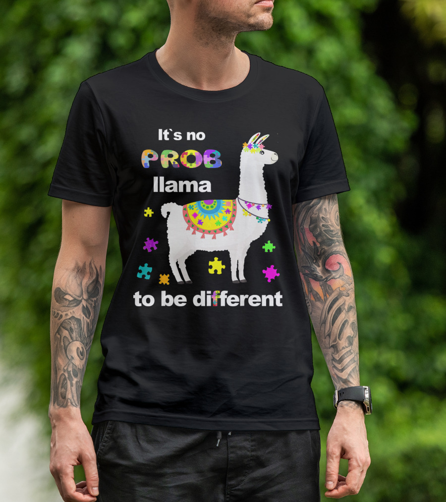 It's No Prob Llama To Be Different Llama Puzzle Pieces T-Shirt