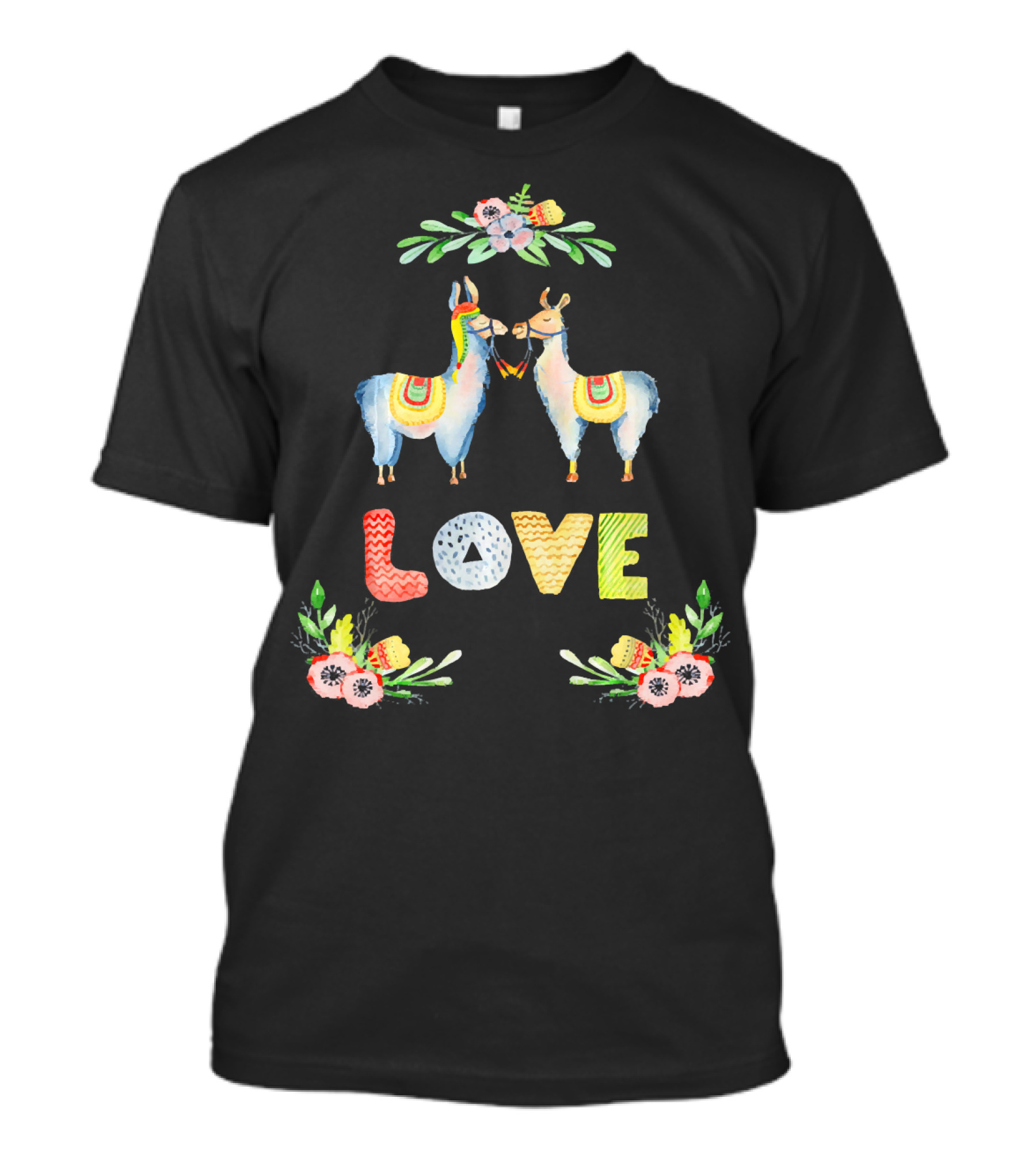 LOVE Llamas With Floral Accents For Alpaca Lover T-Shirt