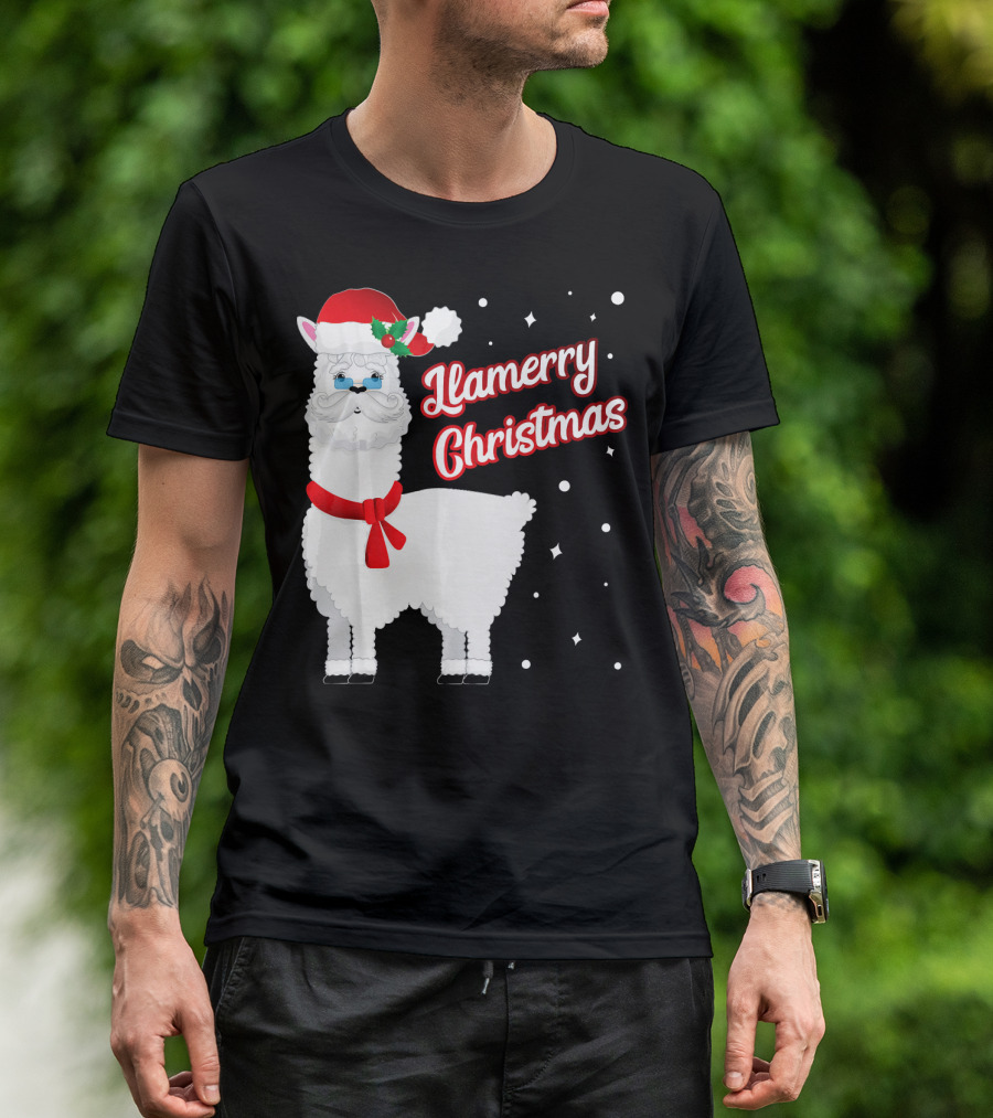 Llama Llamerry Christmas Santa Cla Holiday Festive T-Shirt