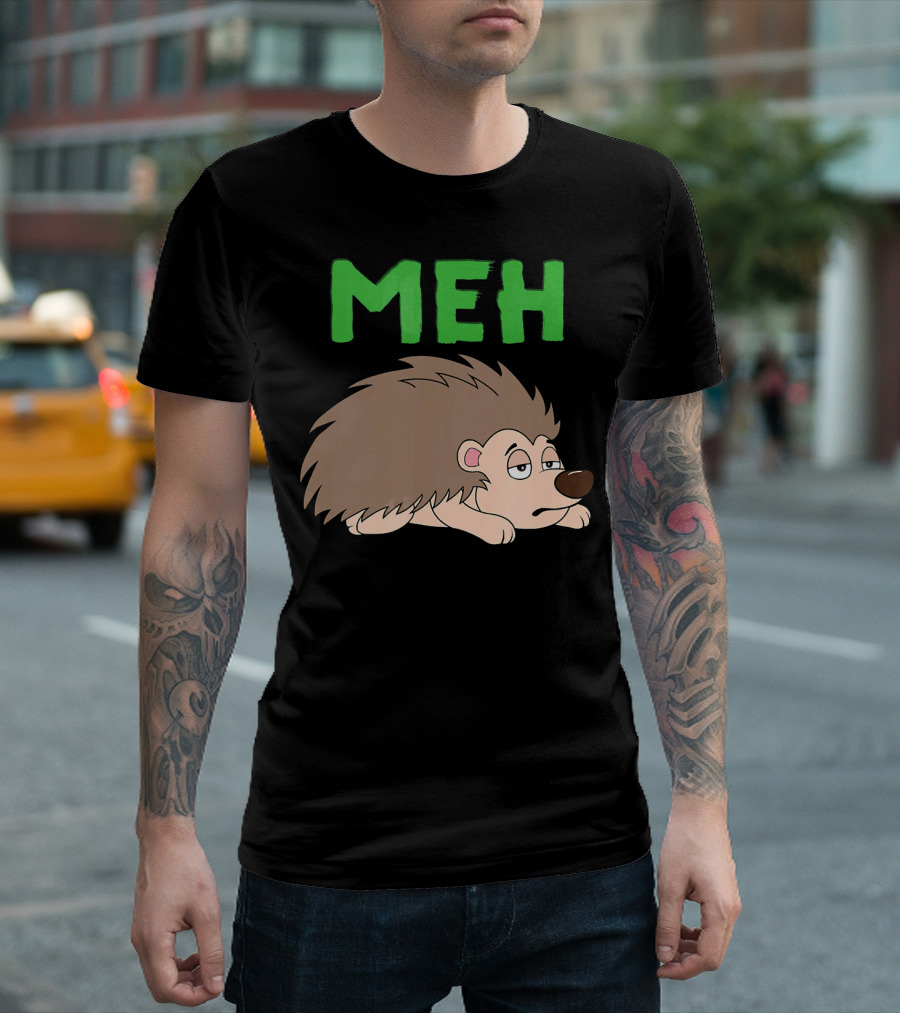 Meh Sarcastic Attitude Hedgehog Tired Expression T-Shirt