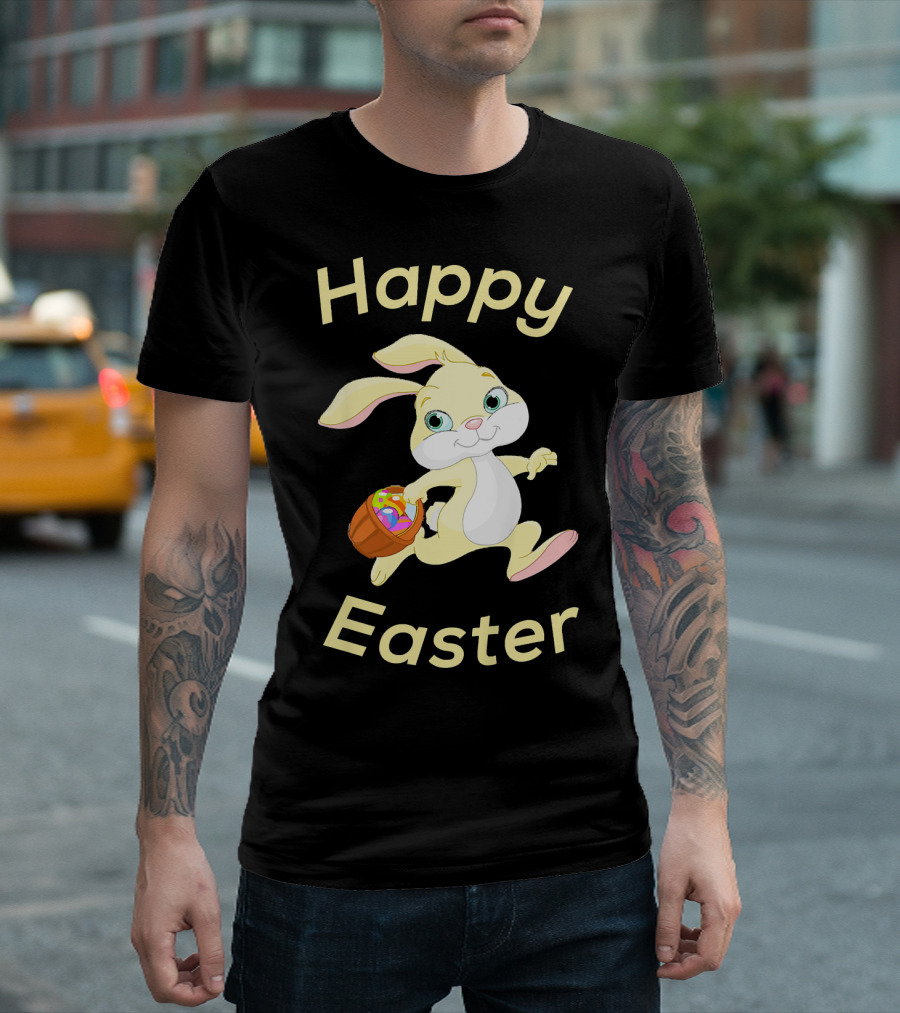 Happy Easter Bunny With Basket T-Shirt