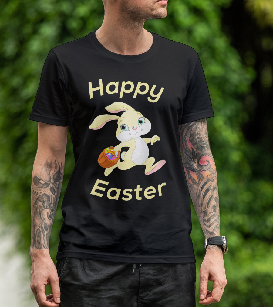 Happy Easter Bunny With Basket T-Shirt