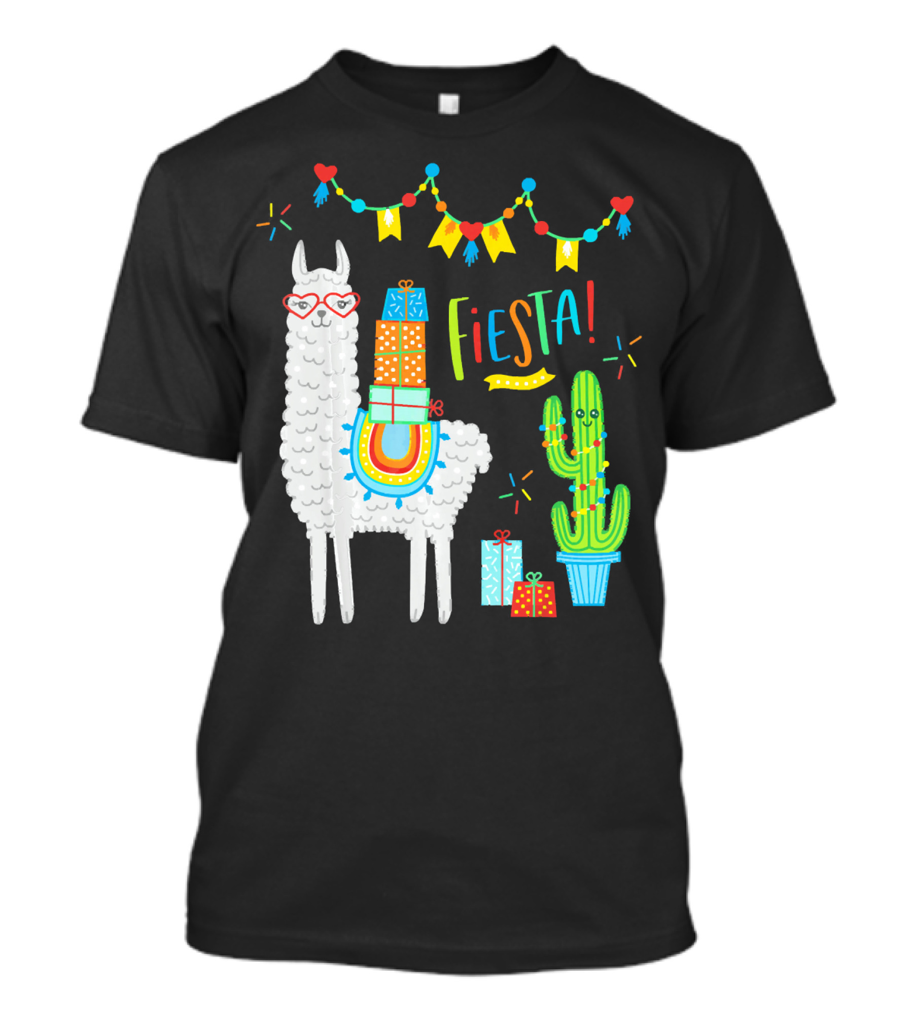 Fiesta Llama Birthday Celebration With Alpaca And Cactus Decorations T-Shirt