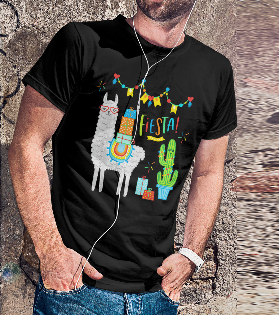 Fiesta Llama Birthday Celebration With Alpaca And Cactus Decorations T-Shirt