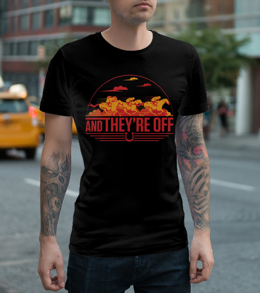 And They're Off Horse Racing Vintage T-Shirt