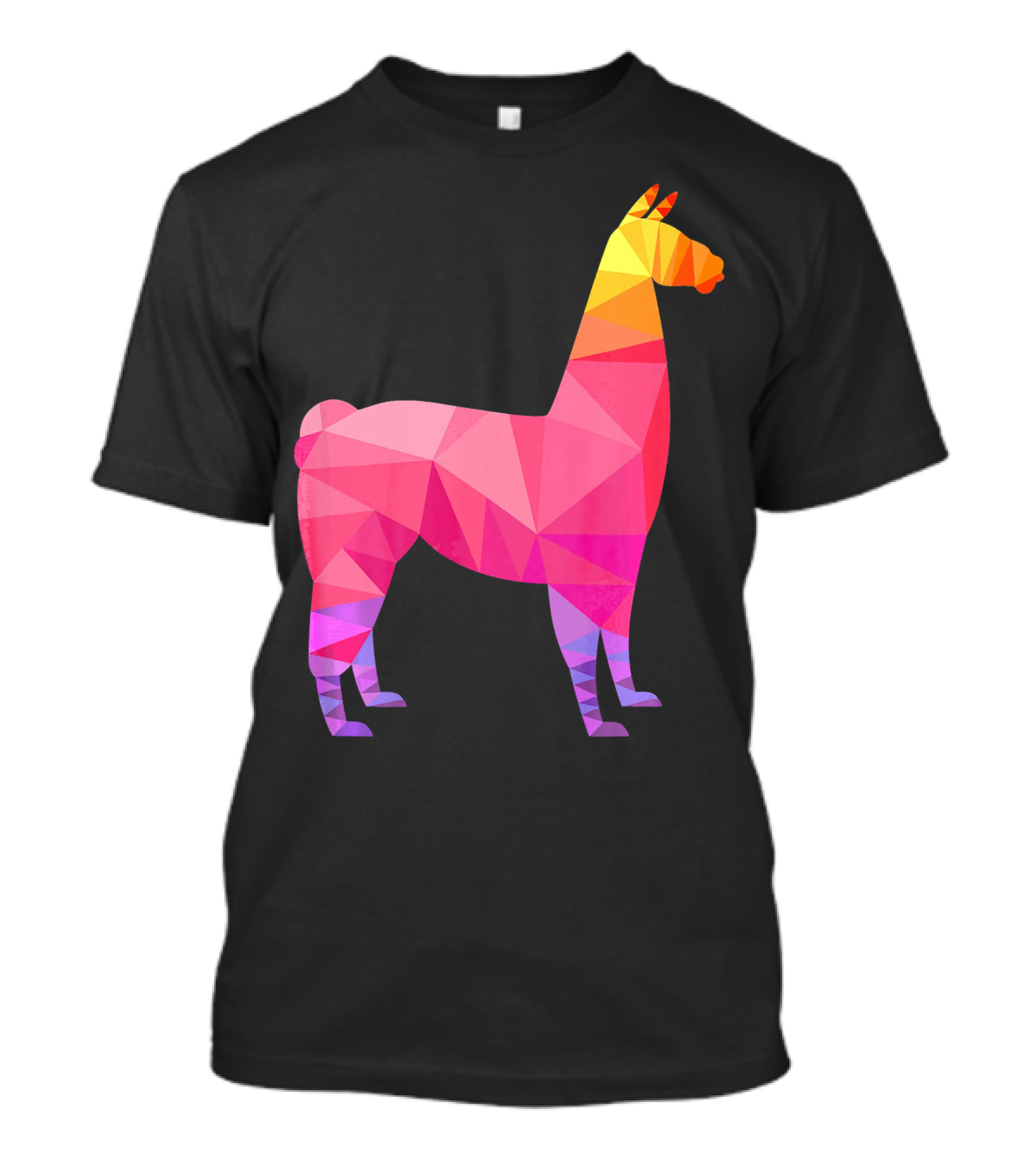 Llama Low Poly Geometric Rainbow Triangular T-Shirt