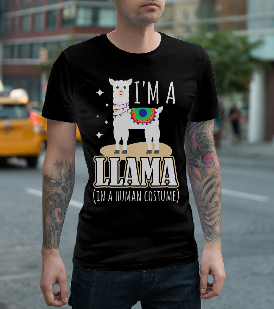 I'm A Llama In A Human Costume Funny Llama Starry T-Shirt