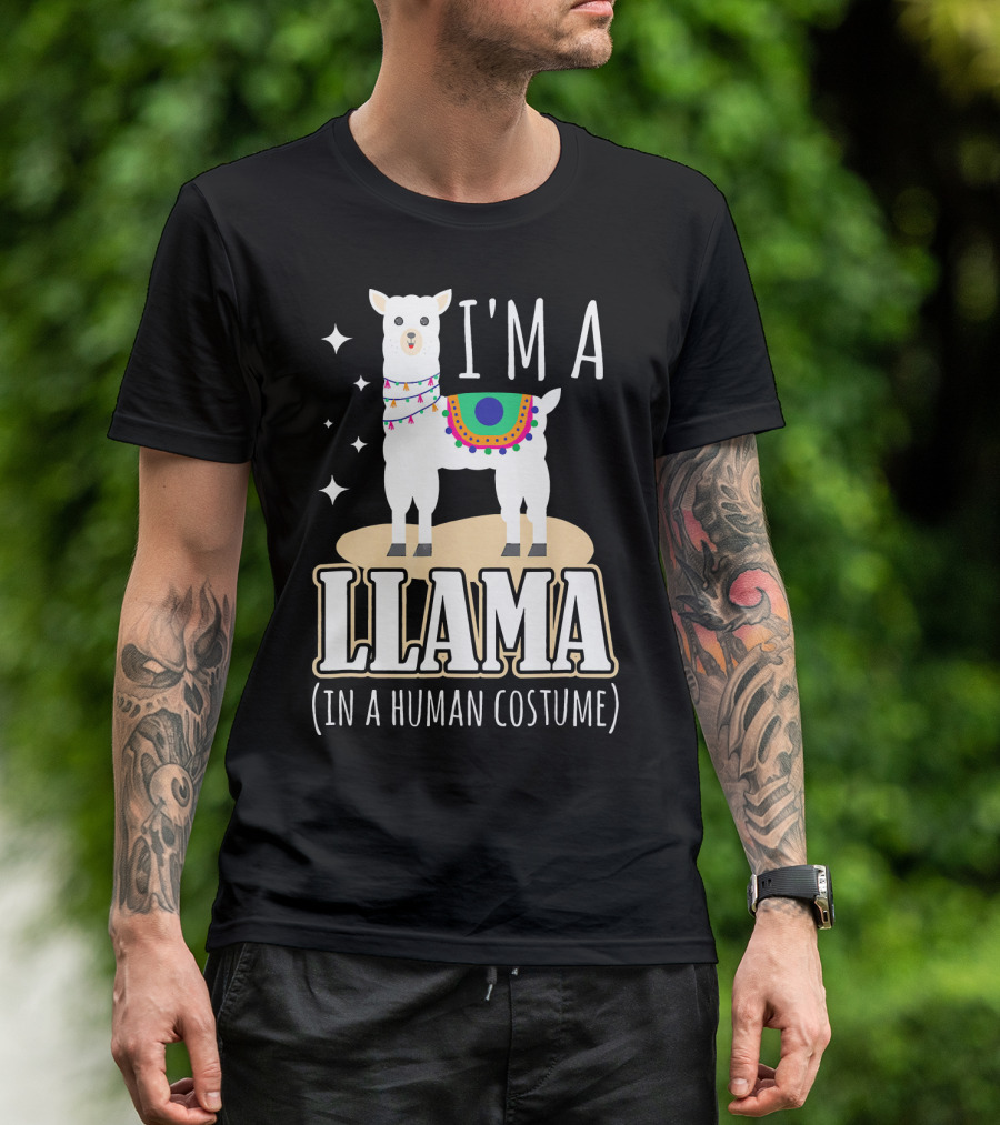 I'm A Llama In A Human Costume Funny Llama Starry T-Shirt