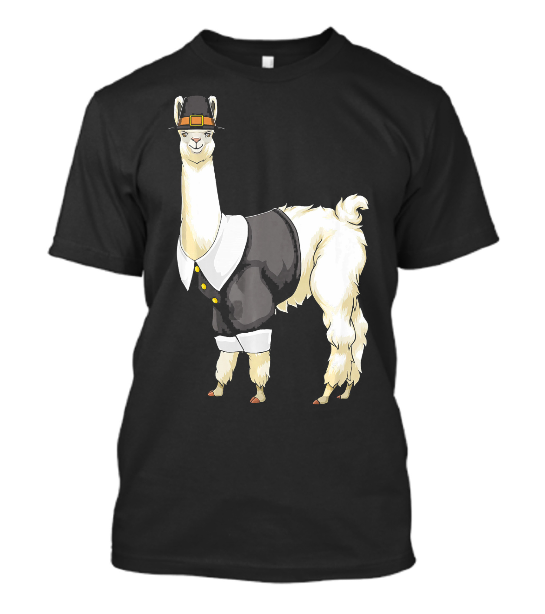 Thanksgiving Pilgrim Llama Alpaca In Tropical Summer T-Shirt