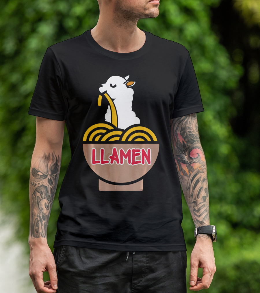 Llama Llamen Kawaii Noodle Foodie Alpaca T-Shirt