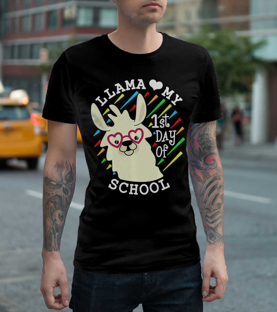 Llama Love My 1st Day Of School T-Shirt