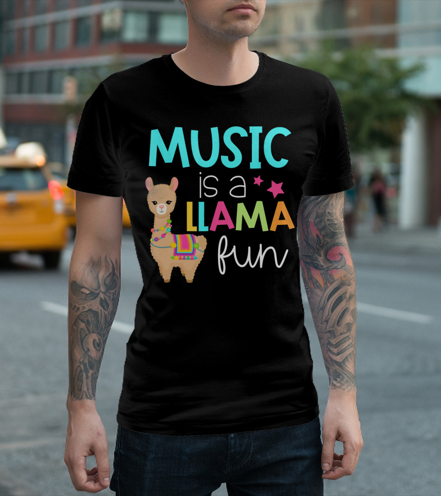 Music Is A Llama Fun T-Shirt