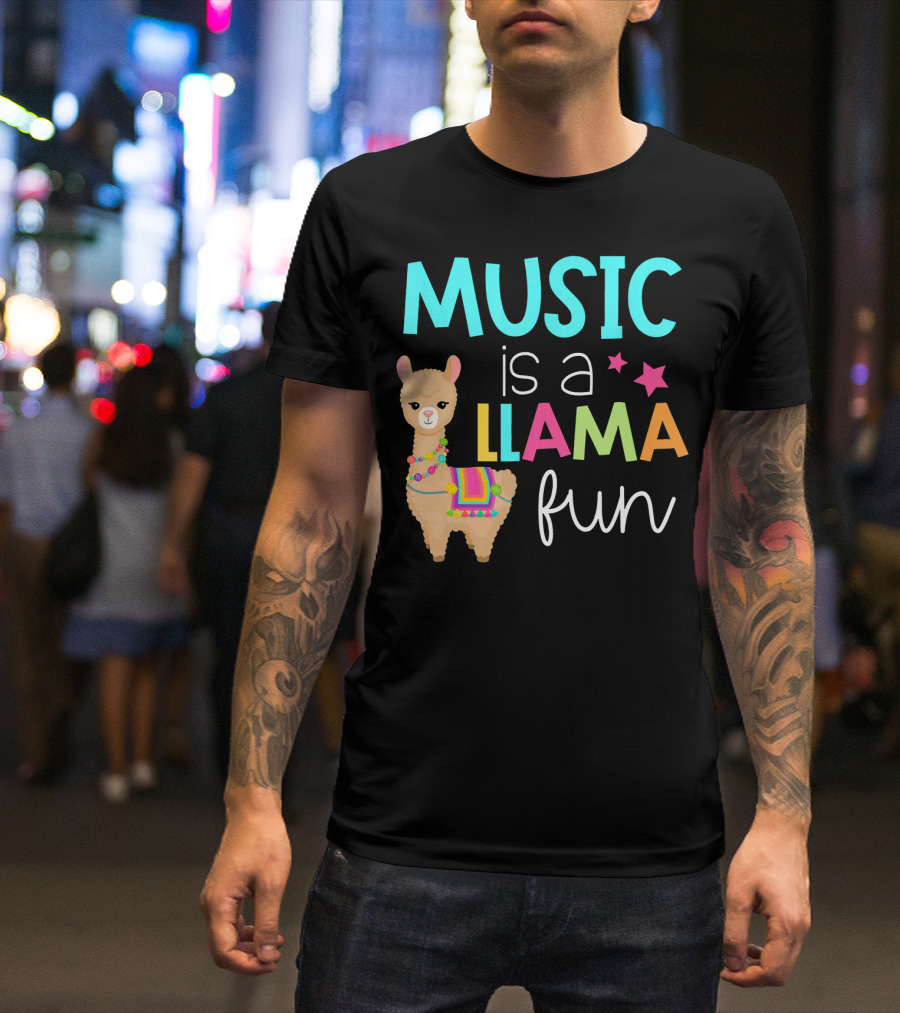 Music Is A Llama Fun T-Shirt