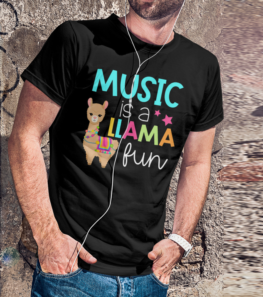 Music Is A Llama Fun T-Shirt