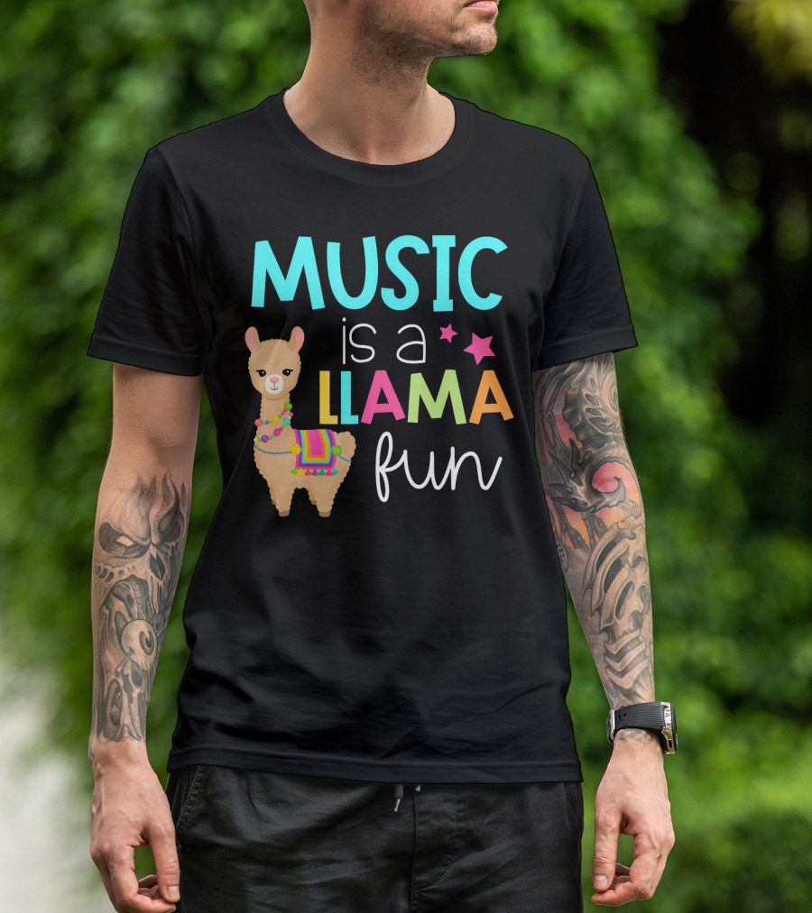 Music Is A Llama Fun T-Shirt
