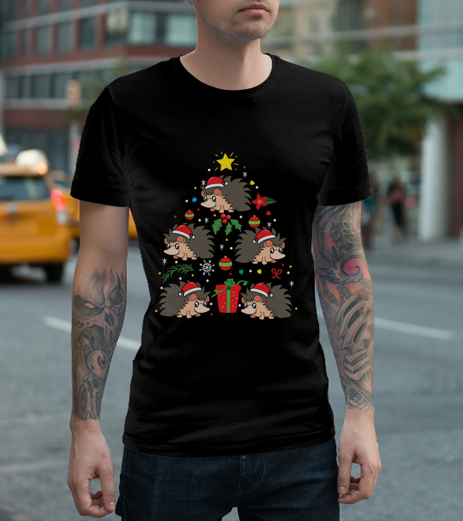 Hedgehog Christmas Tree With Ornaments And Star T-Shirt