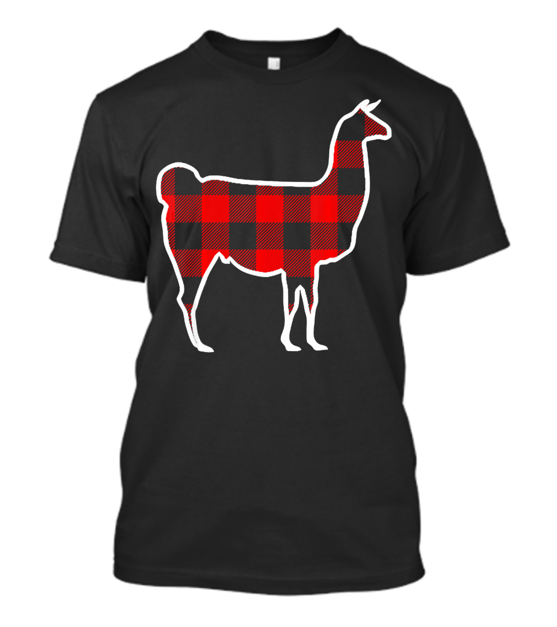Llama Red Buffalo Plaid Alpaca T-Shirt
