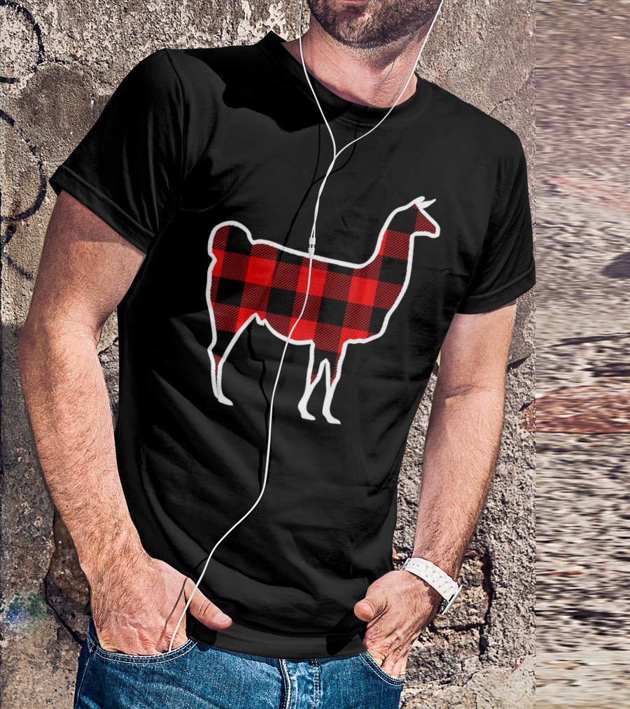 Llama Red Buffalo Plaid Alpaca T-Shirt