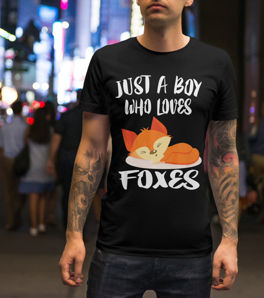 Just A Boy Who Loves Foxes Fox Sleeping Cute Widely Known Animal T-Shirt