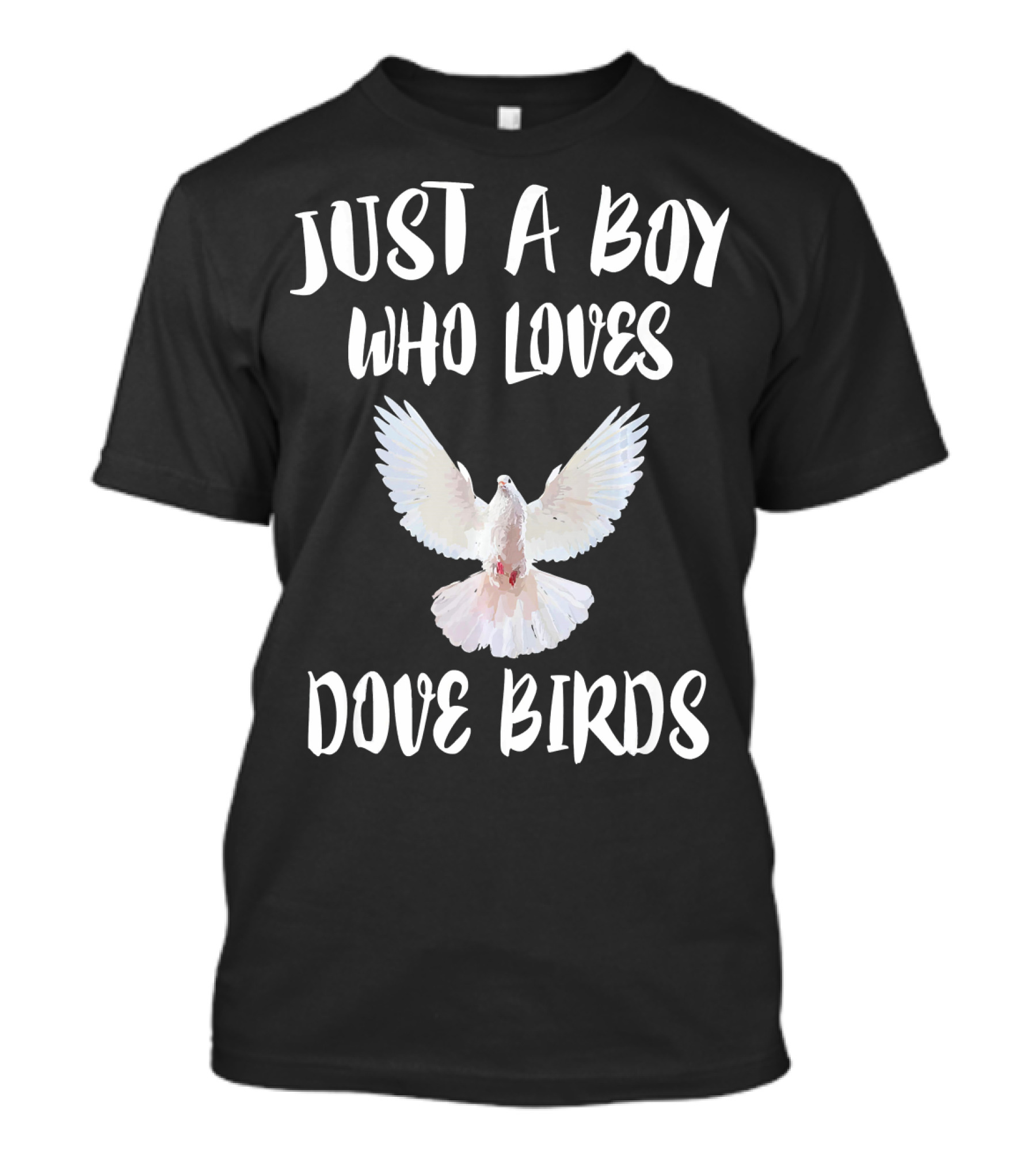 Just A Boy Who Loves Dove Birds Enthusiastically Featuring Majestic White Dove Wings T-Shirt