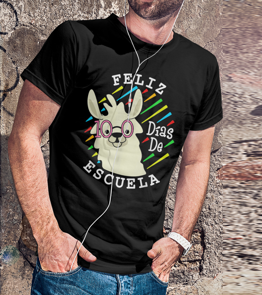 Feliz 100 Días De Escuela Llama Alegre T-Shirt