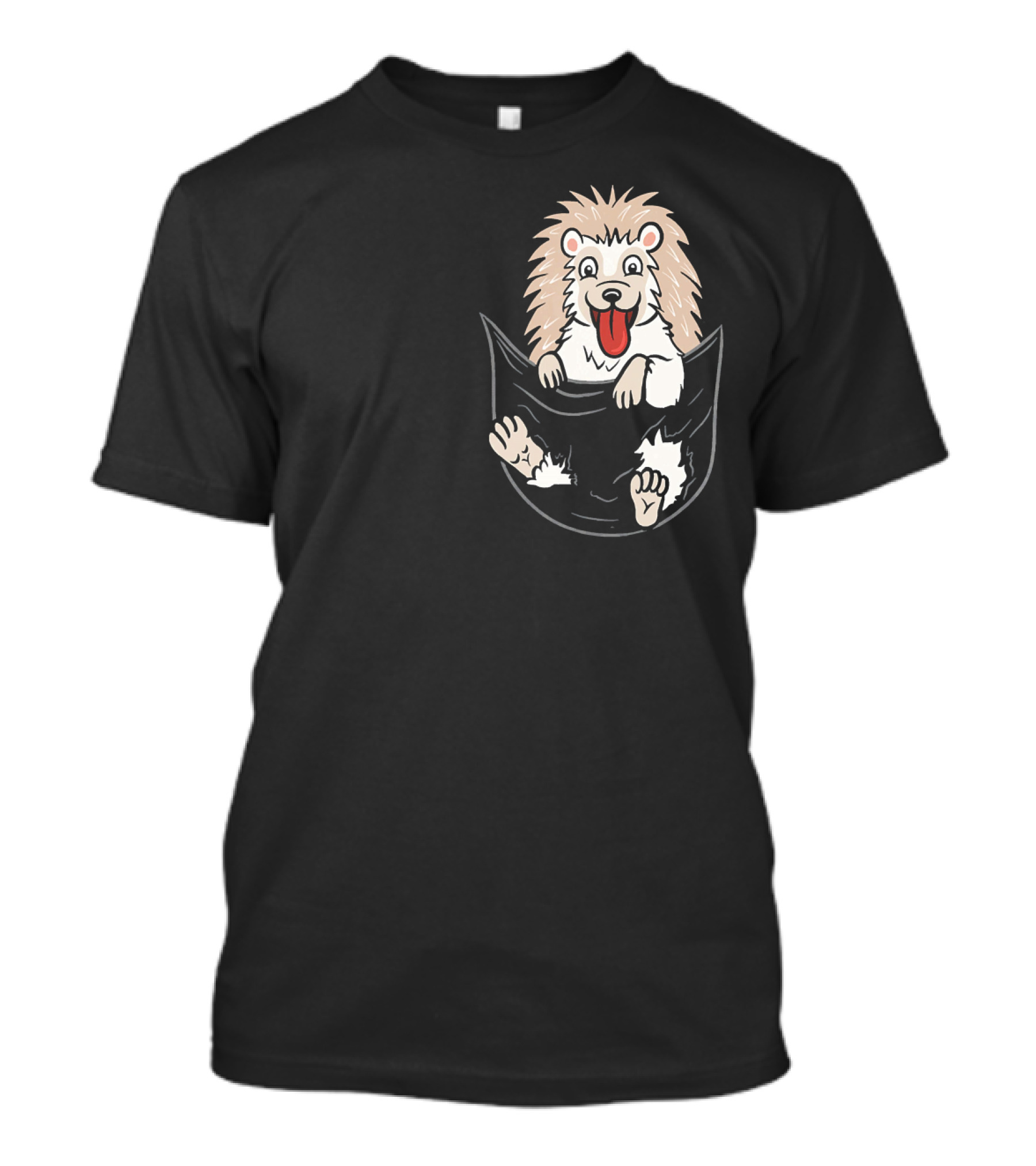 Hedgehog Peeking Pocket Funny T-Shirt