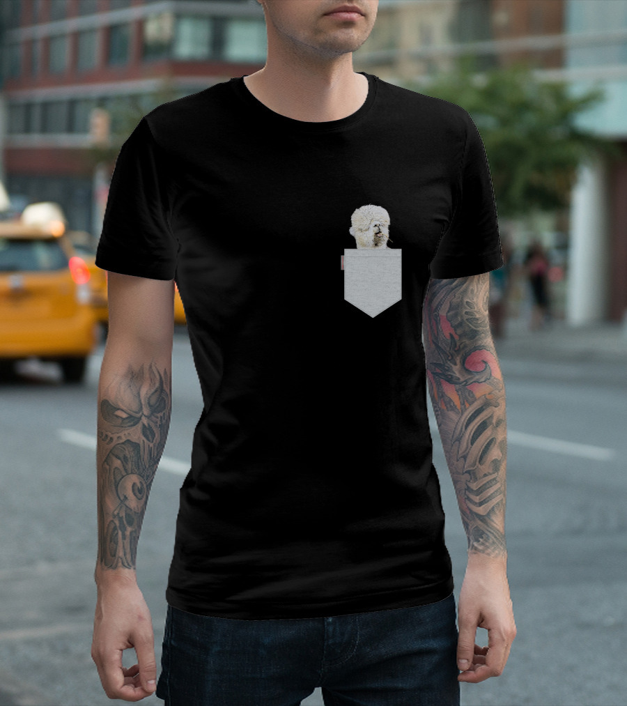 Llama Lover Peeking Out From Pocket T-Shirt