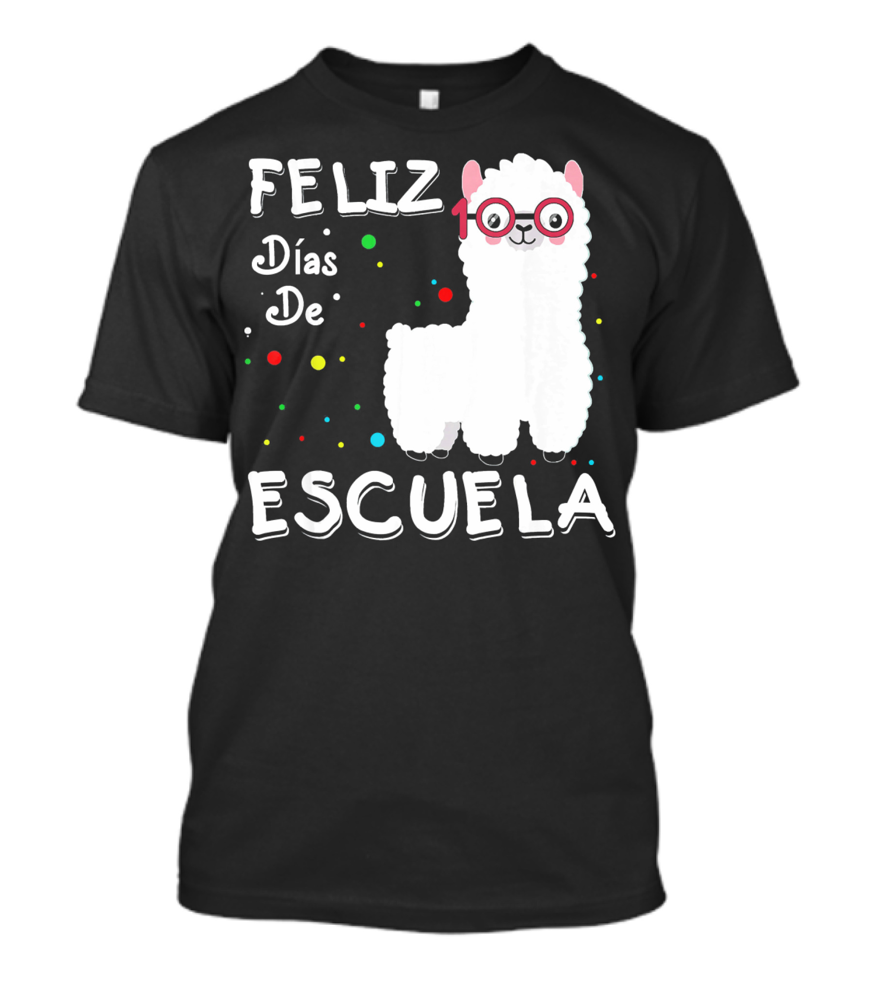 Feliz Días De Escuela Llama 100th Celebración Colorida T-Shirt