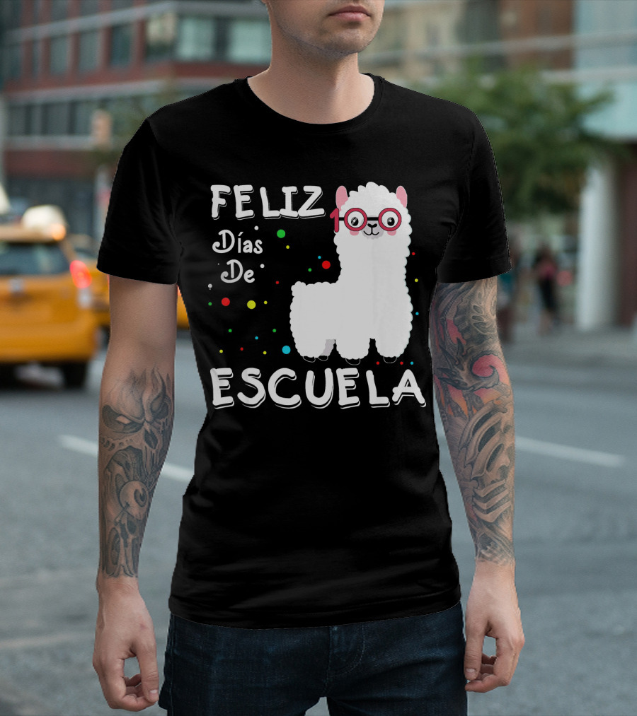 Feliz Días De Escuela Llama 100th Celebración Colorida T-Shirt