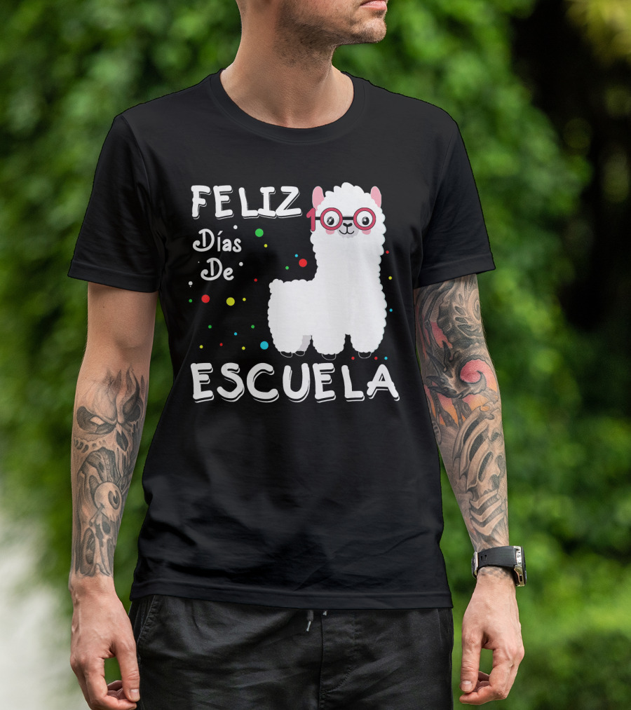 Feliz Días De Escuela Llama 100th Celebración Colorida T-Shirt