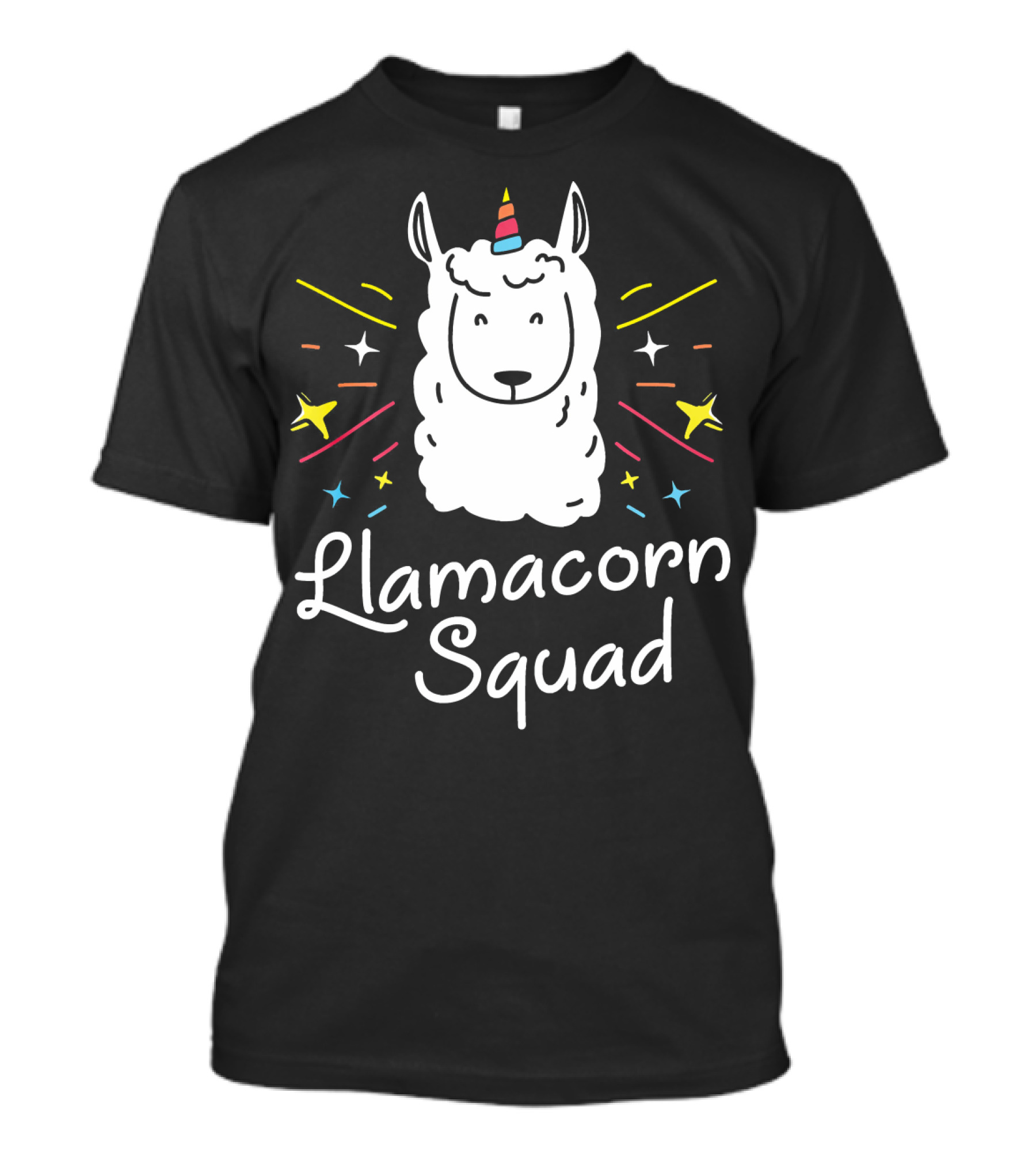 Llamacorn Squad Llama Rainbow Stars Unicorn Horn T-Shirt