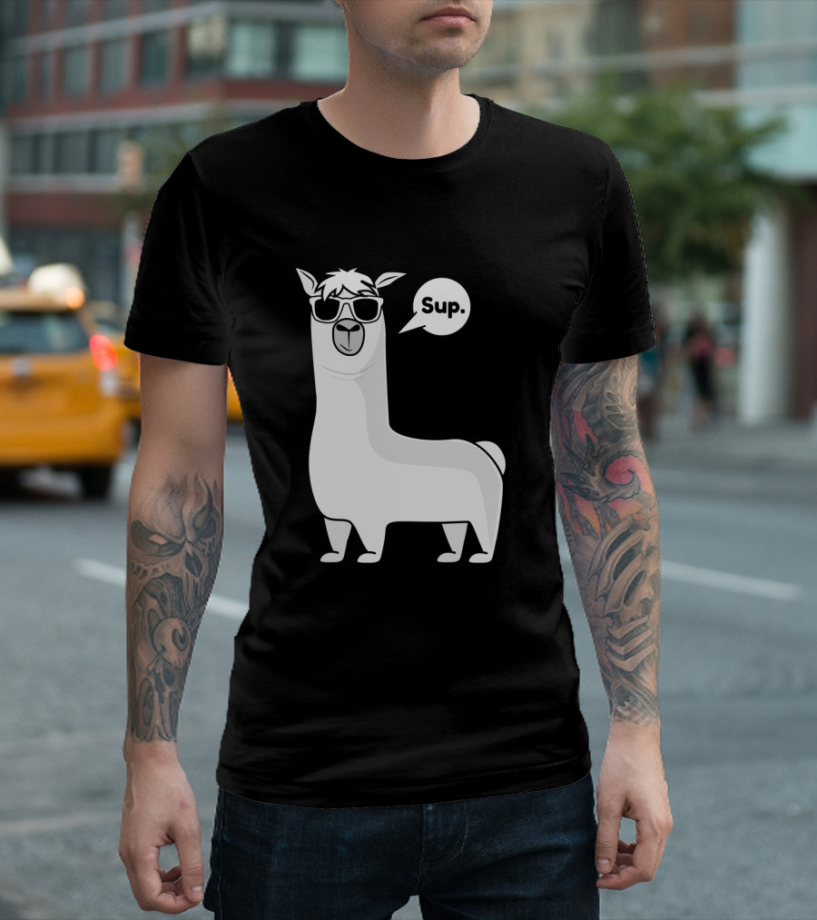 Llama Saying Sup for Alpaca Lovers with Cool Sunglasses T-Shirt