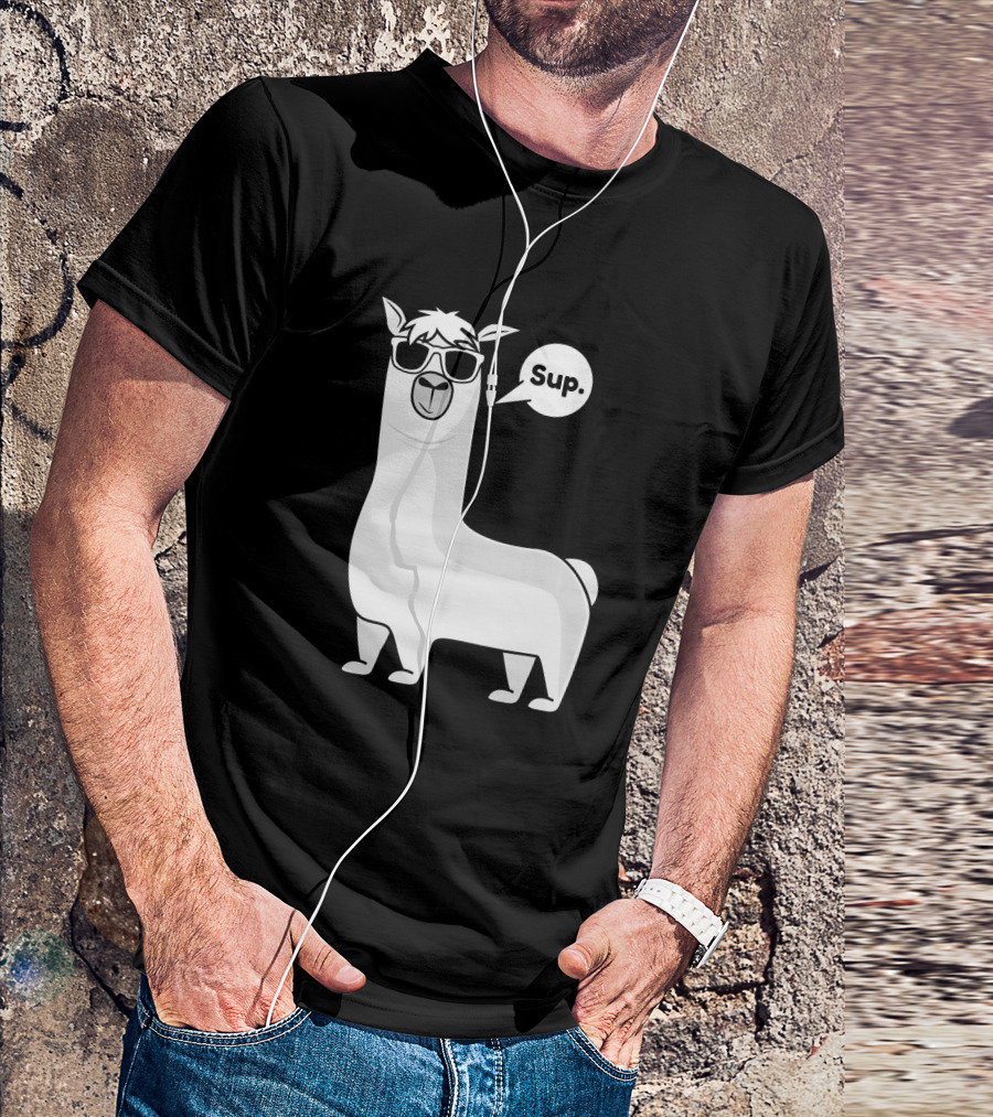 Llama Saying Sup For Alpaca Lovers With Cool Sunglasses T-Shirt