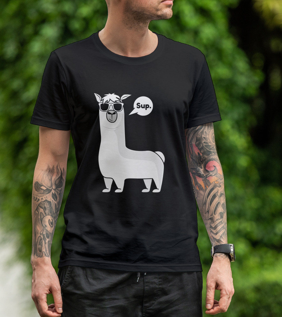 Llama Saying Sup For Alpaca Lovers With Cool Sunglasses T-Shirt