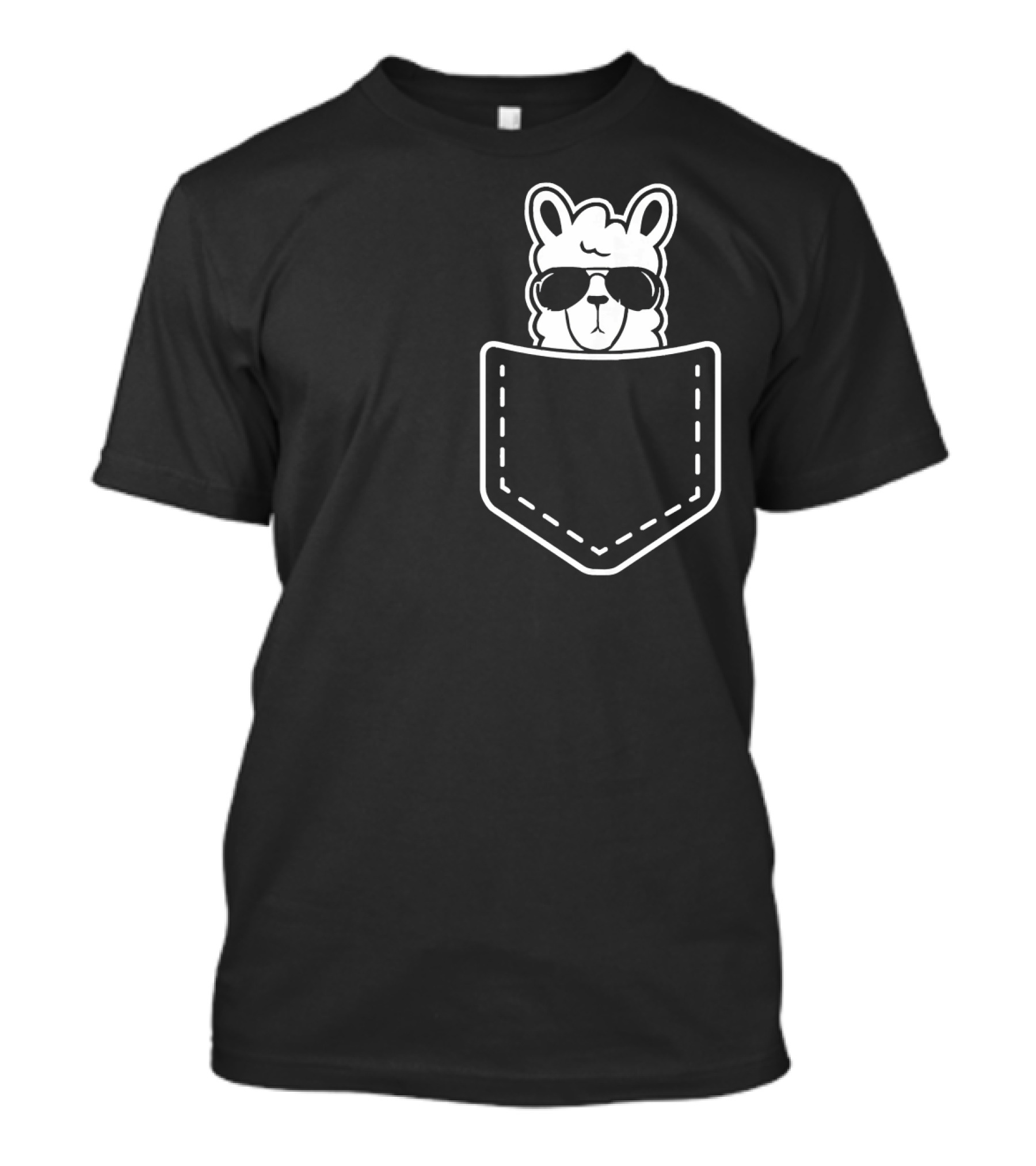 Llama Inside Pocket Wearing Sunglasses Alpaca Fun T-Shirt