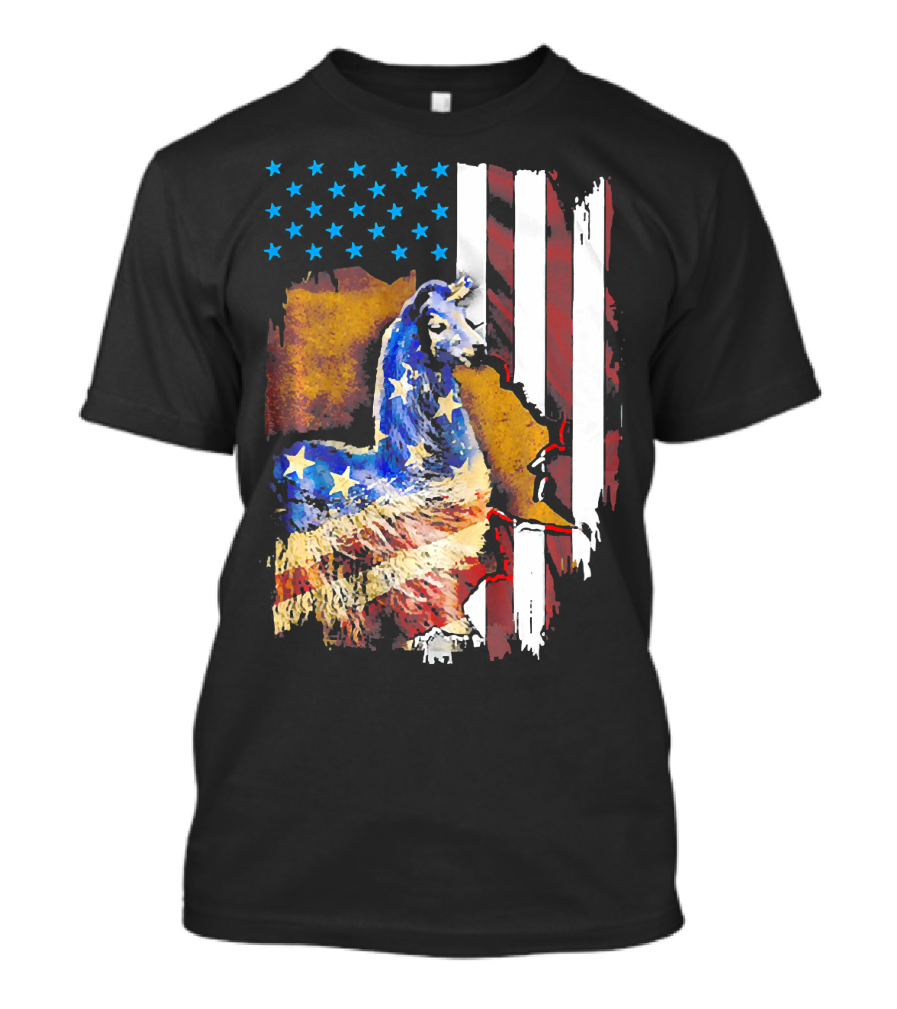 USA Patriotic Llama American Flag Stars Stripes T-Shirt