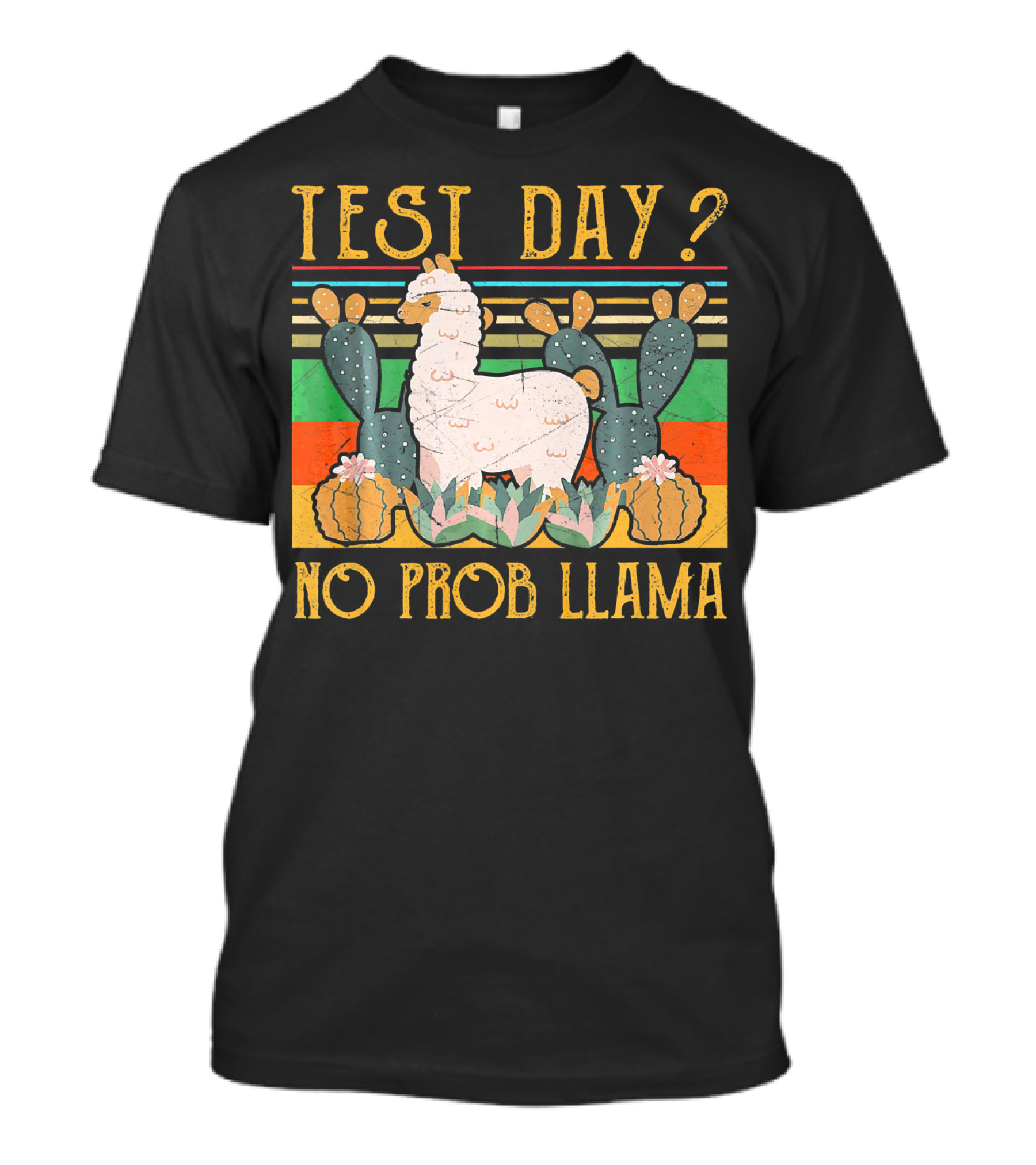 Test Day? No Prob Llama Vintage Cactus T-Shirt