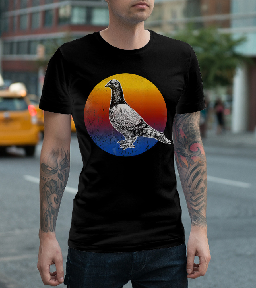 Pigeon Silhouette Love Pigeons Vintage Sunset T-Shirt