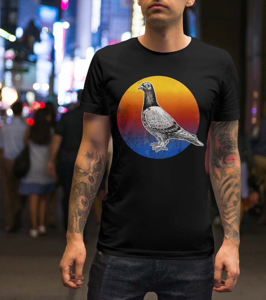 Pigeon Silhouette Love Pigeons Vintage Sunset T-Shirt