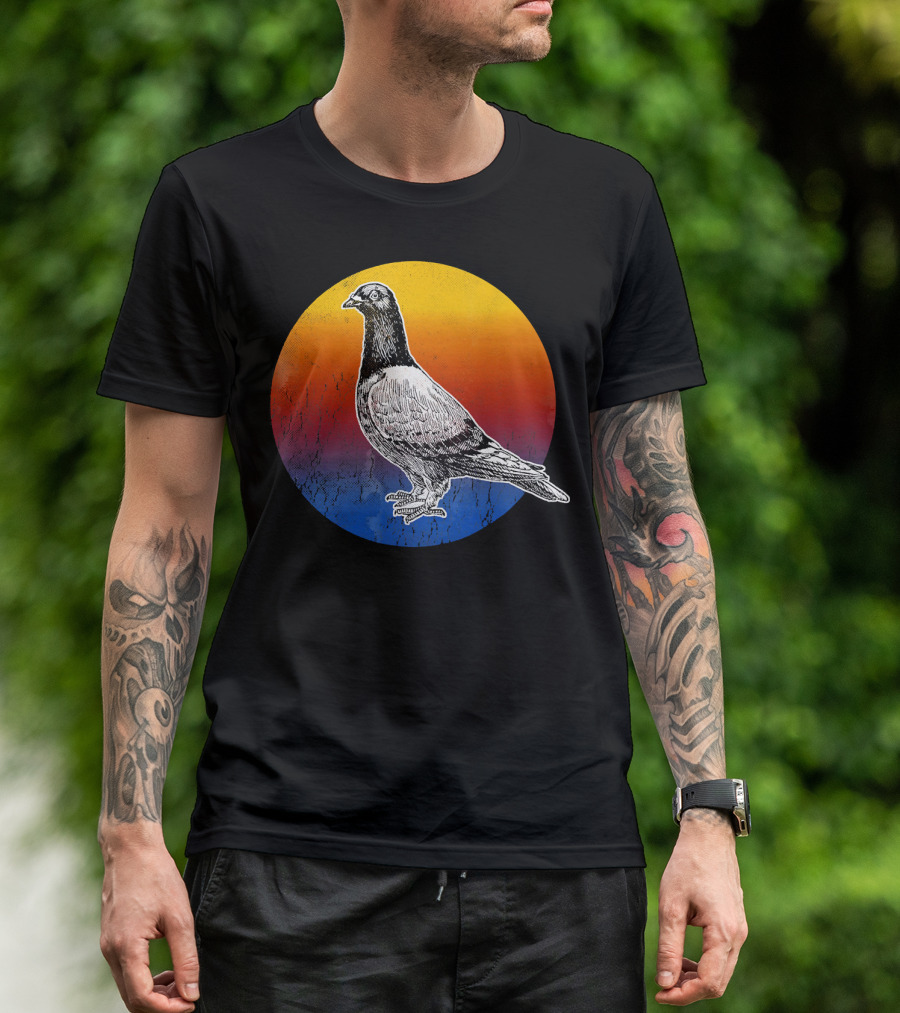 Pigeon Silhouette Love Pigeons Vintage Sunset T-Shirt