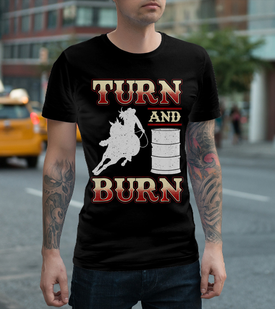TURN AND BURN BARREL RACING WITH HORSE AND RIDER ICONIC T-Shirt